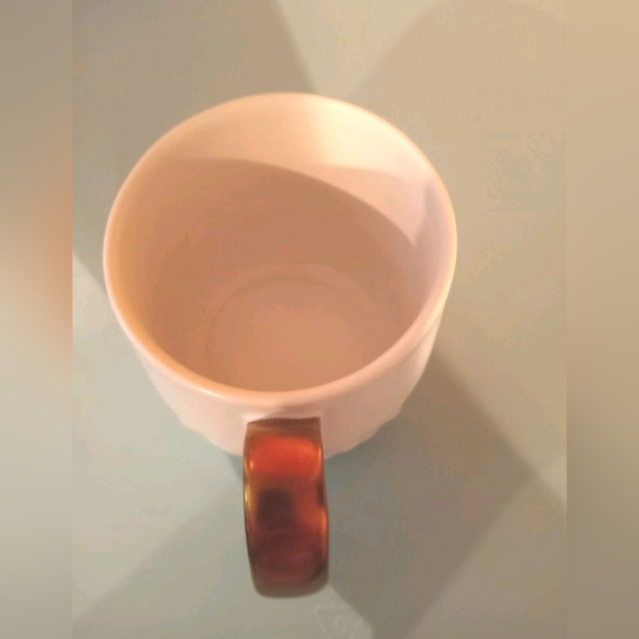 Starbucks White 3D Raised Diamonds Mug Cup Gold/Copper Handle 12 oz 2013 - Picture 5 of 7